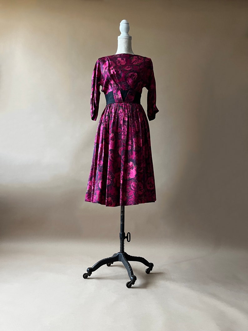 Vintage 1950's/1960's Pink Rose Floral Dress image 3