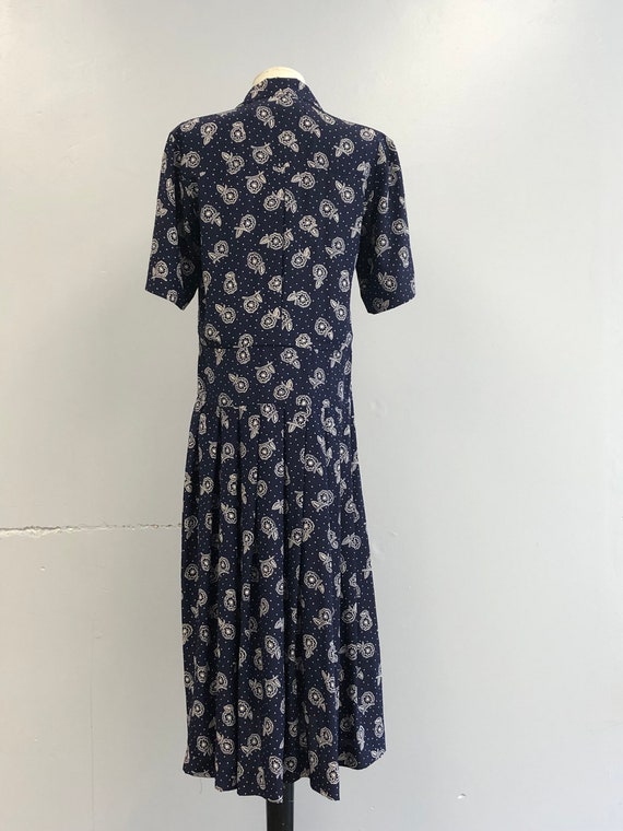 Vintage Liz Claiborne Navy Floral Print Dress - image 3