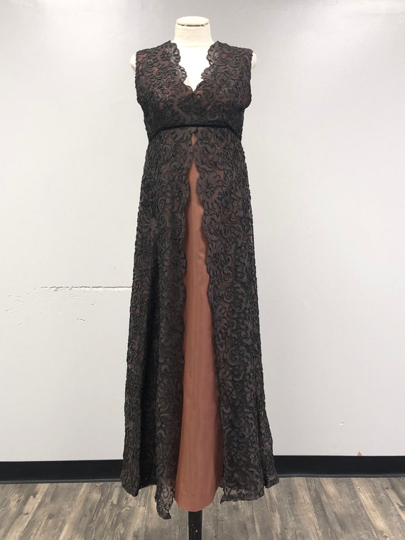 Vintage 1960's Floral Lace Maxi Dress - image 4