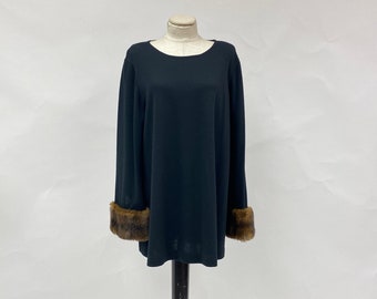 Vintage 1980's Tunic With Faux Fur Cuffs