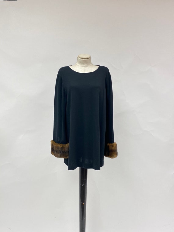 Vintage 1980's Tunic With Faux Fur Cuffs - image 1