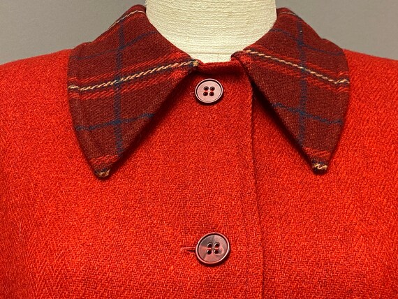 Vintage 1940’s Red Plaid Wool Jacket and Skirt Set - image 6