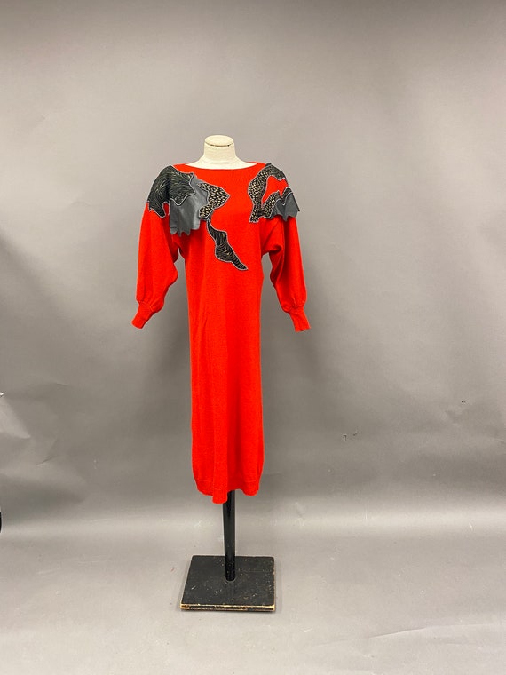 1980's Sonia Rykiel Handmade Red Sweater Dress