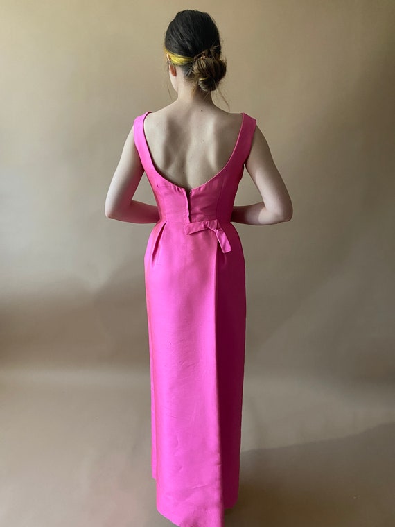Vintage 1950's/1960's Hot Pink Dress with Bow - image 3