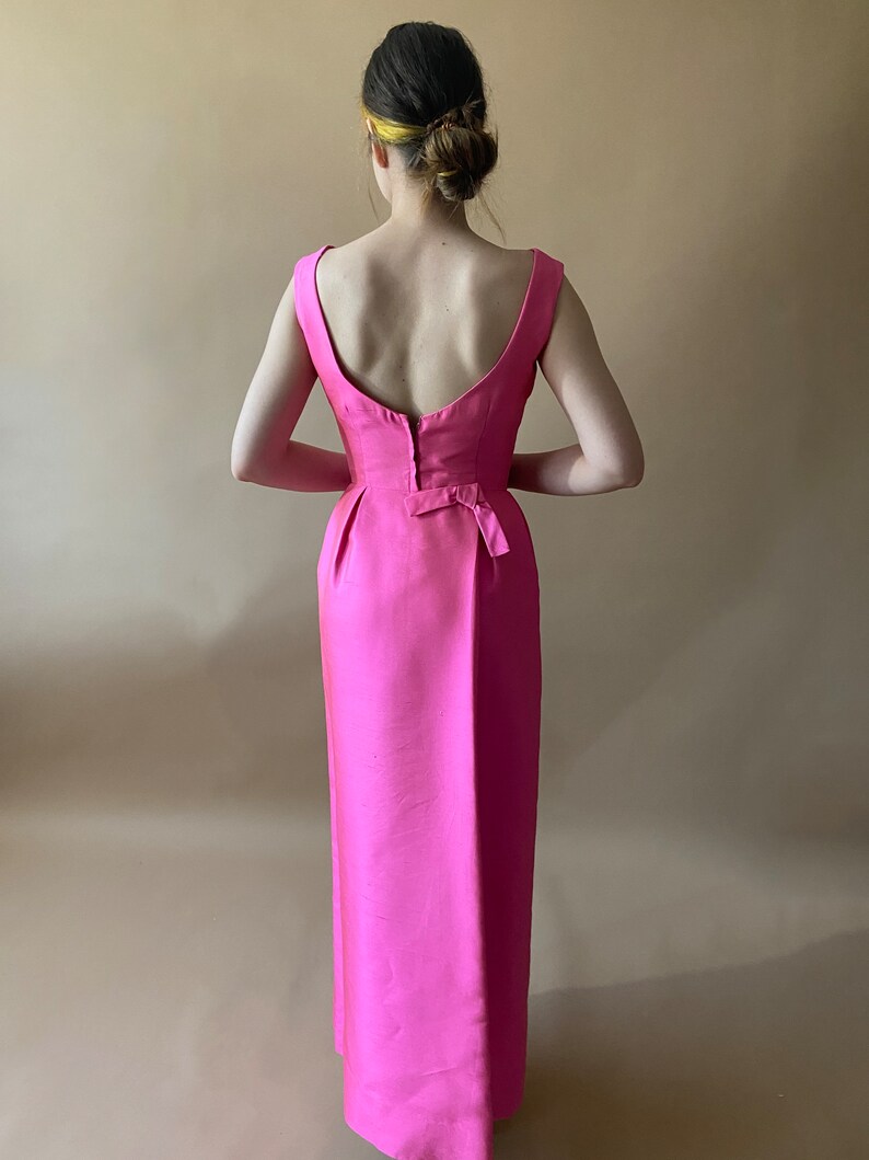 Vintage 1950's/1960's Hot Pink Dress with Bow image 3