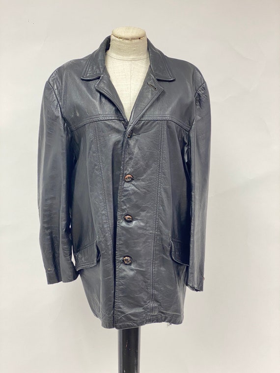 Vintage 1980's Leather Longline Jacket - image 2