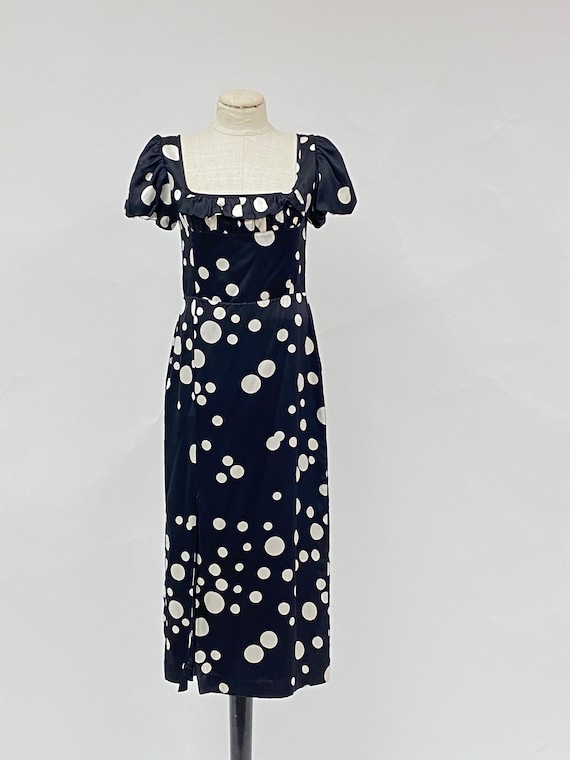 Vintage 1990's Silk Polka Dot Dress - image 2