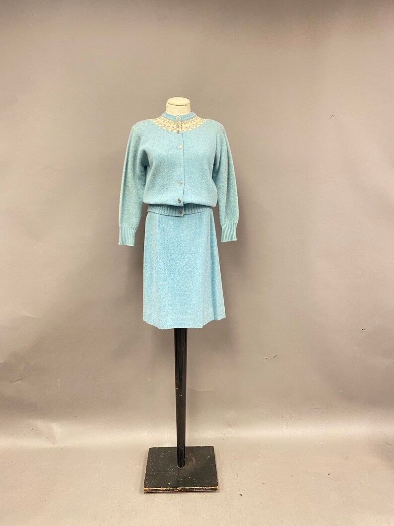 Vintage 1960s/1970s Penneys 2-piece Wool Cardigan and Matching Skirt image 1