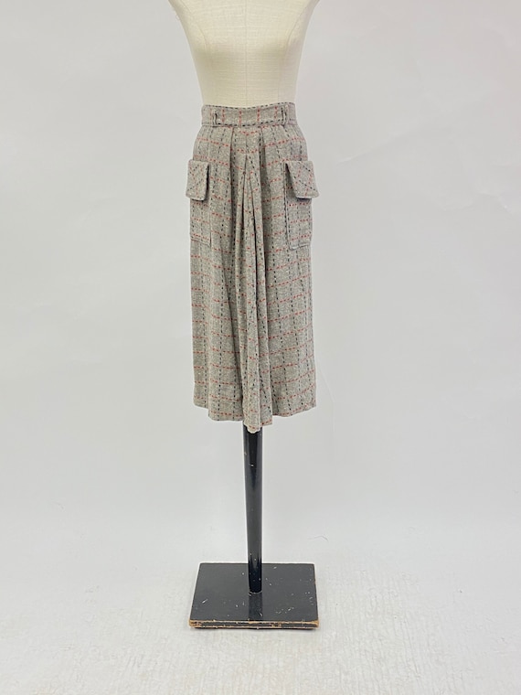 Vintage 1950's/1960's Gray Wool Midi Skirt