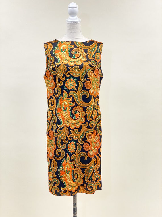 Vintage 1970's Paisley Print Shift Dress - image 2