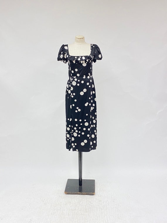 Vintage 1990's Silk Polka Dot Dress - image 1