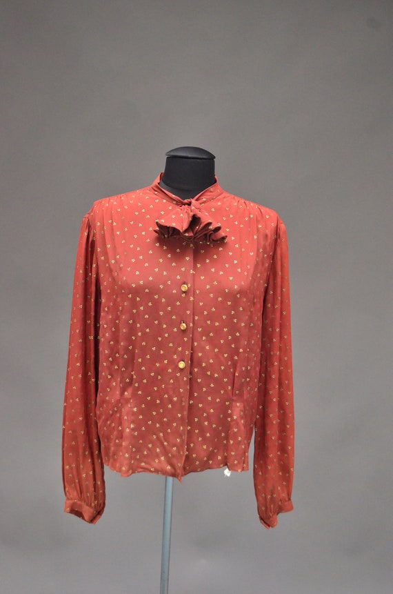 Vintage 1930's Metallic Printed Crepe Blouse - image 2