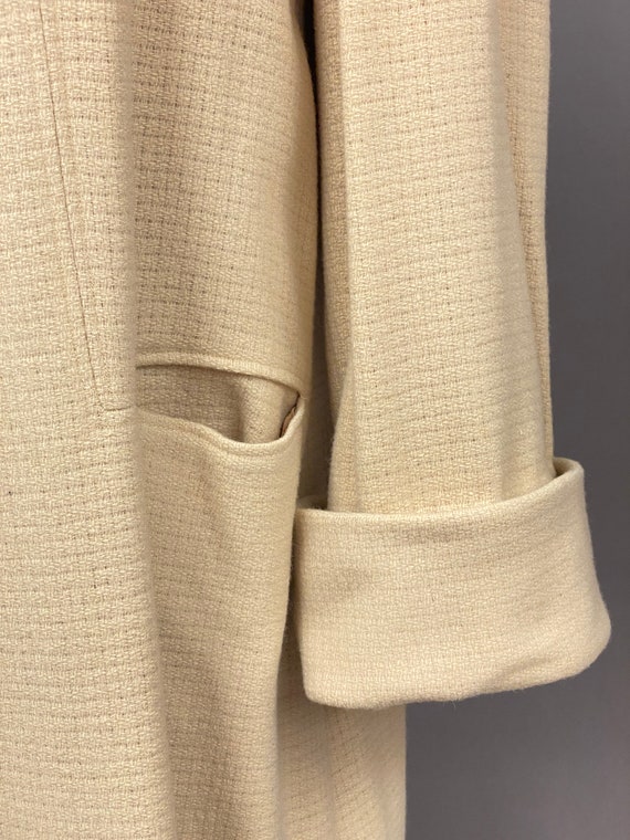 Vintage 1960’s/70’s Beige Wool Collared Swing Coat - image 4