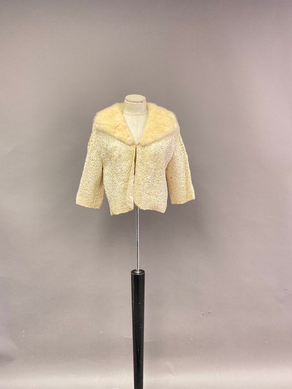 1940's/1950's Cropped Jacket with Mink Collar - image 1