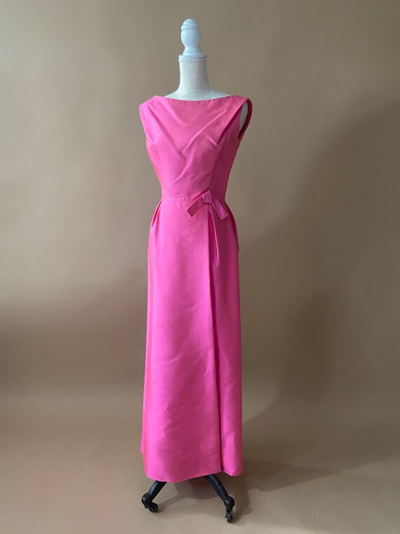 Vintage 1950's/1960's Hot Pink Dress with Bow - image 5