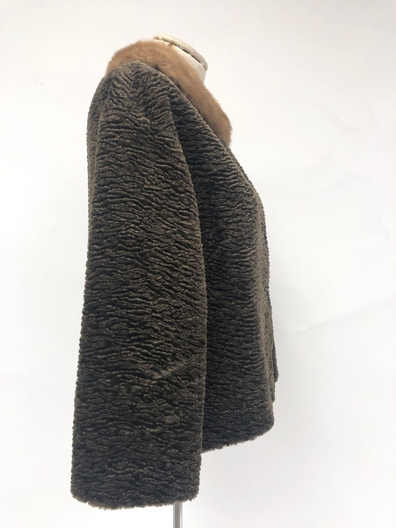Vintage Faux Fur Short Jacket with Mink Removable… - image 5