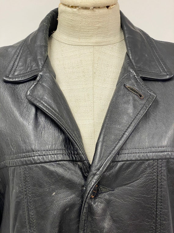 Vintage 1980's Leather Longline Jacket - image 3