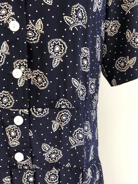 Vintage Liz Claiborne Navy Floral Print Dress - image 4