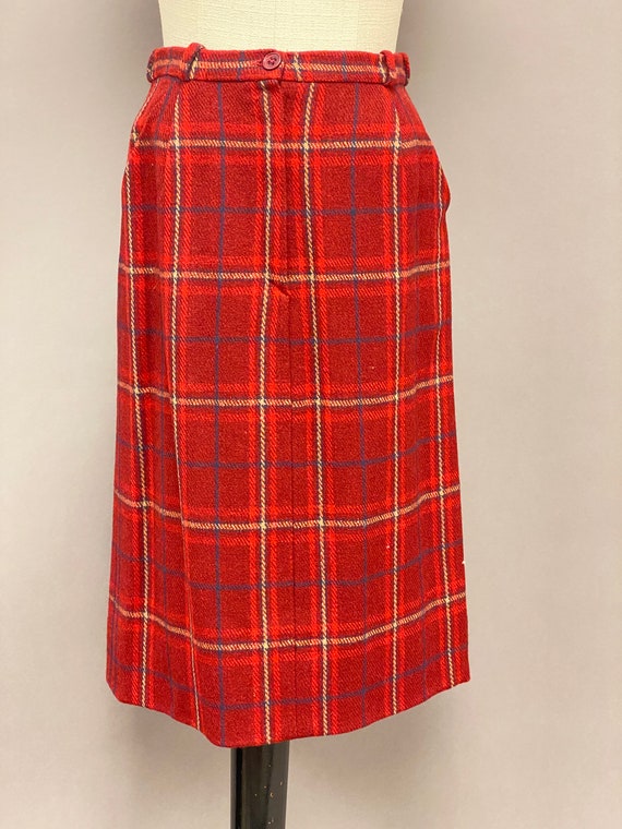 Vintage 1940’s Red Plaid Wool Jacket and Skirt Set - image 4