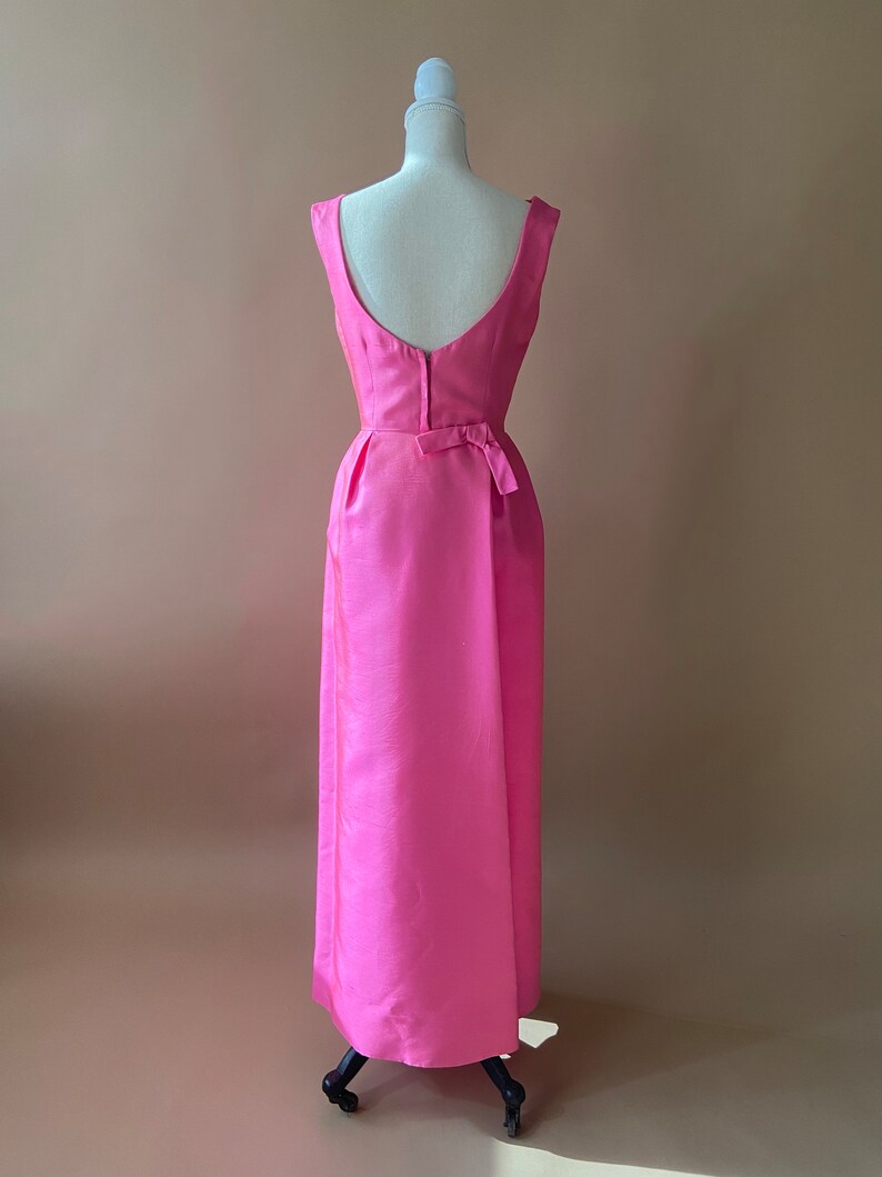 Vintage 1950's/1960's Hot Pink Dress with Bow image 8