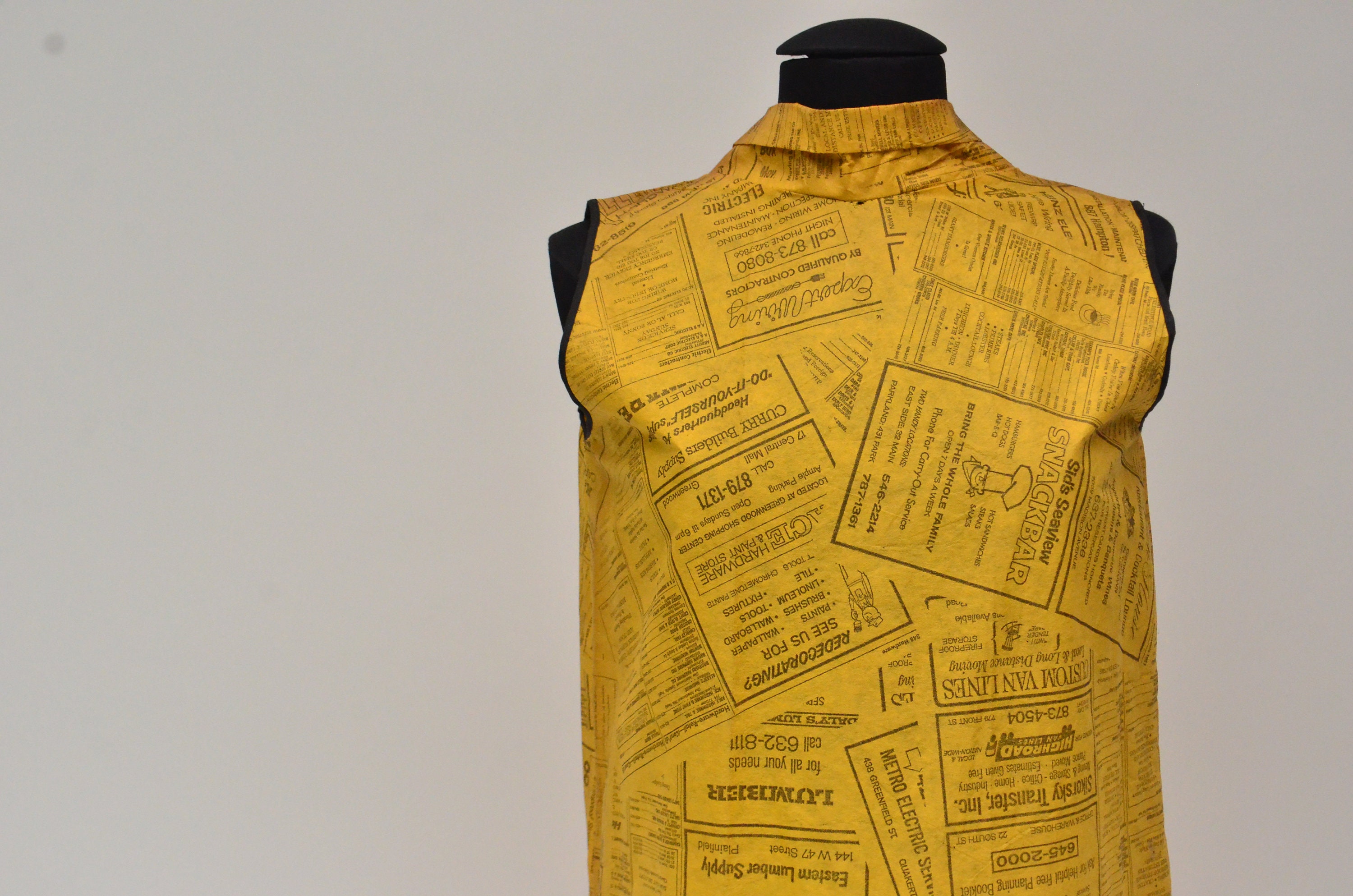 1960's Waste Basket Boutique Yellow Pages Paper Dress