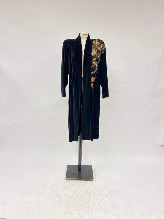 Vintage 1940's Velvet Embroidered Robe Overcoat