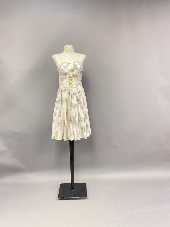 Vintage 1950's Polka Dot Pleated Sun Dress - image 1