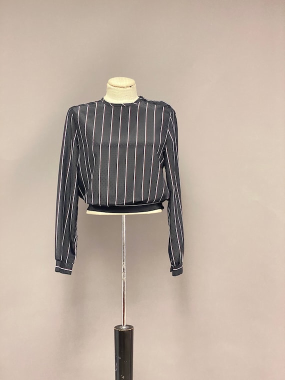 Vintage 1980's Jonathan Martin Cropped Striped Bl… - image 1