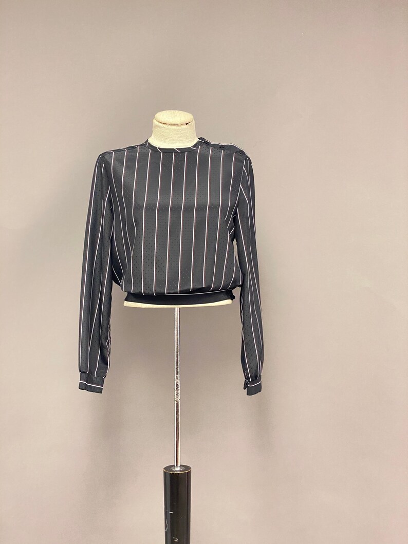 Vintage 1980's Jonathan Martin Cropped Striped Blouse image 1