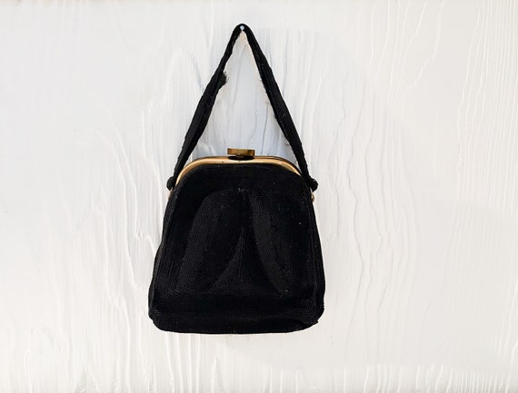 Vintage 1940's Small Corded Rayon Hand Bag - image 1