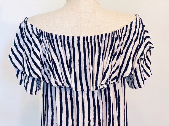 Vintage 1990's Striped Off-Shoulder Summer Dress - image 8