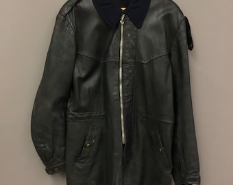 Vintage 1940’s / 1950’s Joel Jonsson Malungsfors Swedish Leather Military Coat
