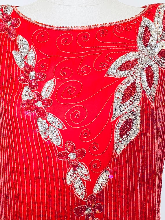 Vintage 1980's Red Sequin Blouse - image 4