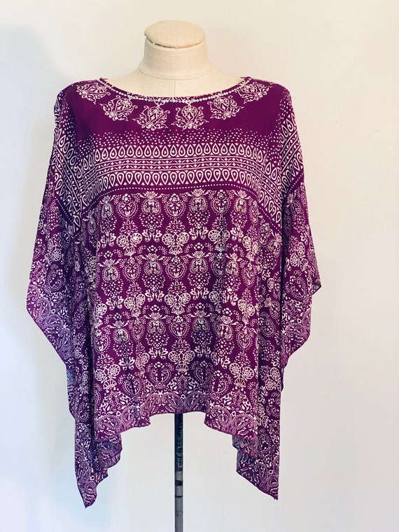 Vintage 1980's Violet Sequined Poncho Top - image 2