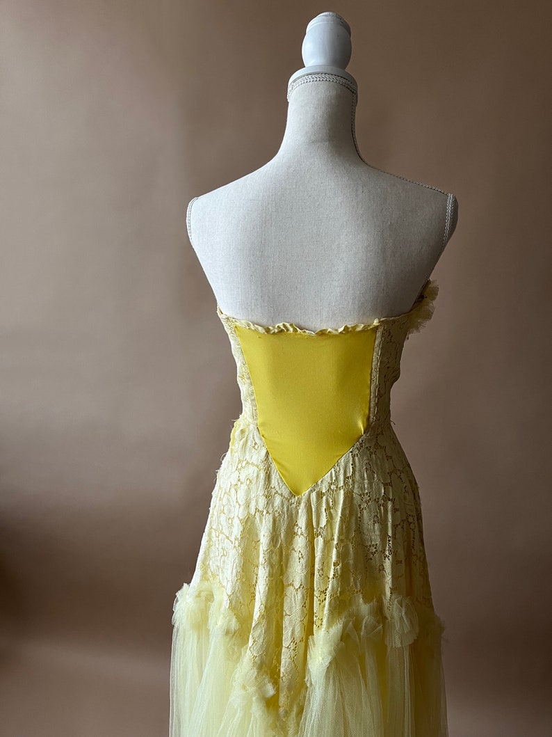 Vintage 1950's/1960's Yellow Lace Dress image 8