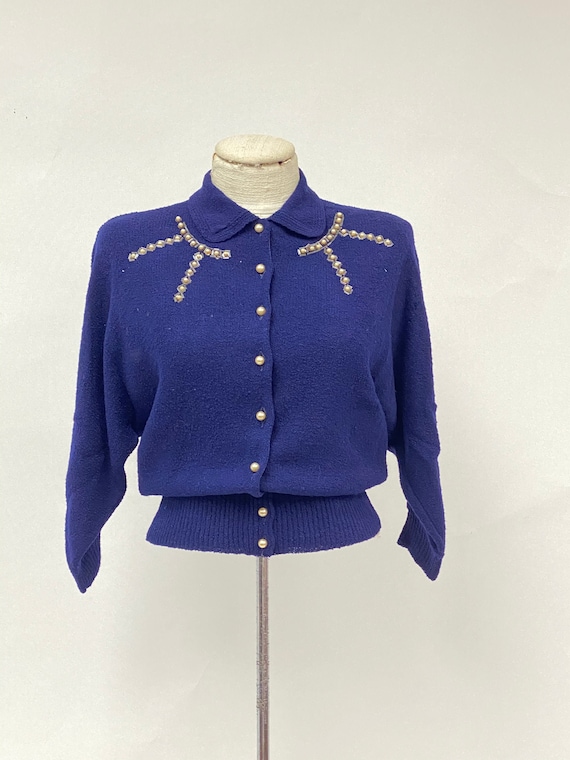 Vintage 1950's Beaded Knit Cardigan