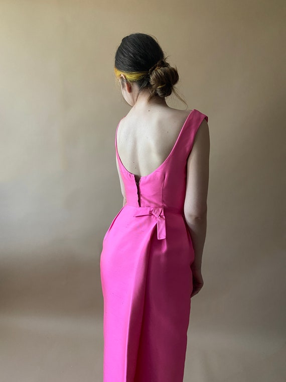 Vintage 1950's/1960's Hot Pink Dress with Bow - image 4