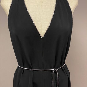 Vintage 1980's Rhinestone Trim Shift Dress with Belt image 3