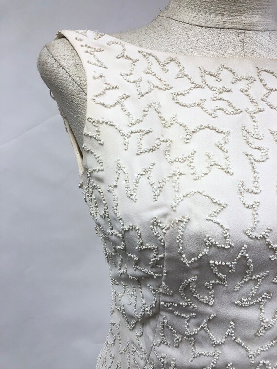 Vintage 1960's Lisa Howard Ivory Beaded Dress - image 3