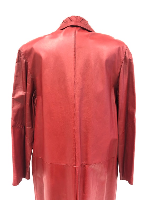 Vintage 1980's Charles Klein Red Leather Trench C… - image 8