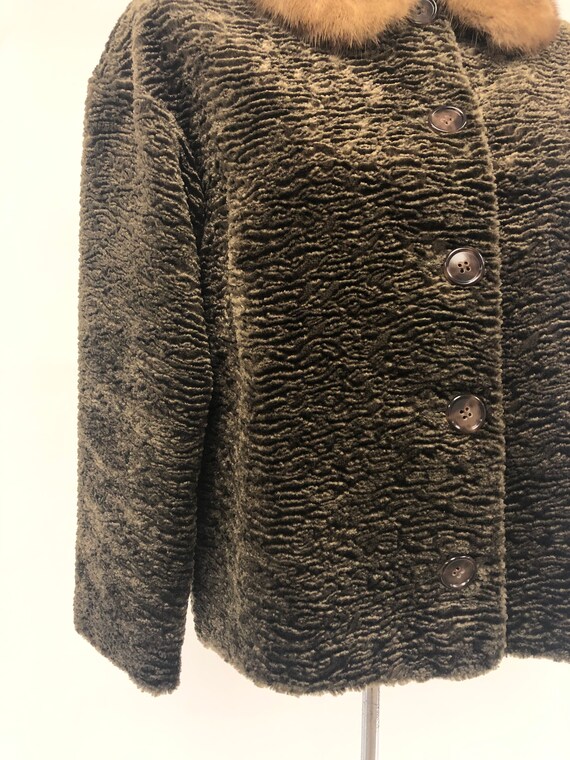 Vintage Faux Fur Short Jacket with Mink Removable… - image 4