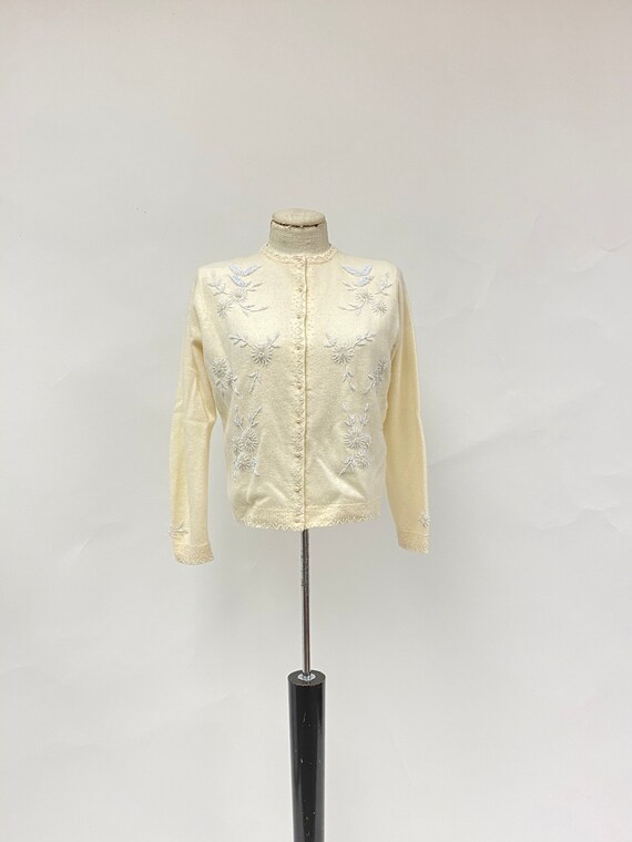 Vintage 1960's Beaded Handmade Wool Cardigan