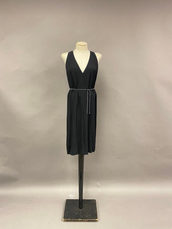 Vintage 1980's Rhinestone Trim Shift Dress with B… - image 1