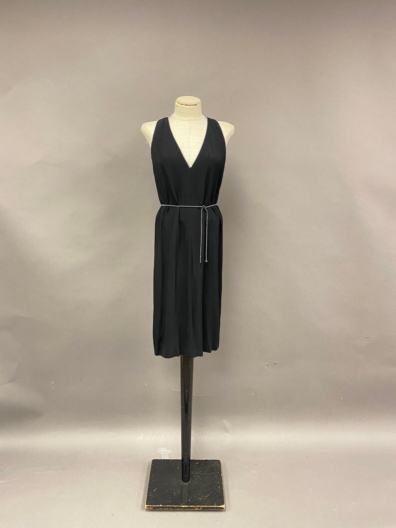 Vintage 1980's Rhinestone Trim Shift Dress with Belt image 1