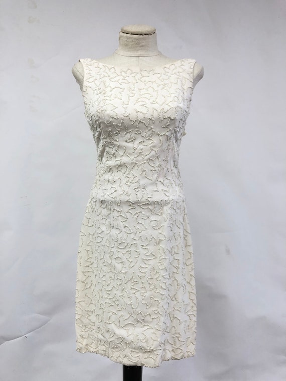 Vintage 1960's Lisa Howard Ivory Beaded Dress - image 2