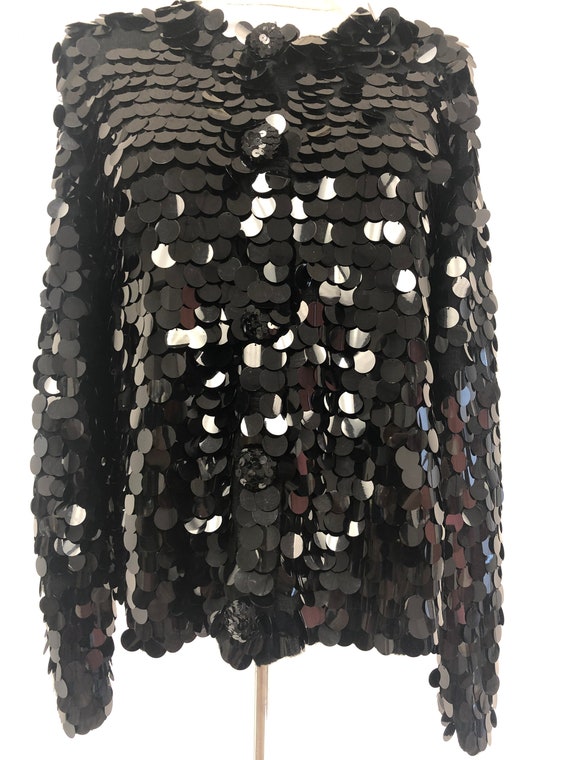 Vintage 1980's Sequin Wool Cardigan - image 3