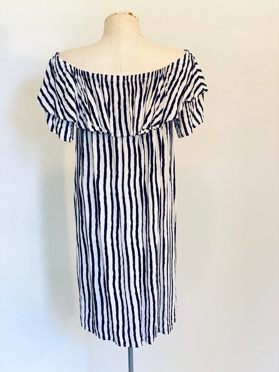 Vintage 1990's Striped Off-Shoulder Summer Dress - image 7