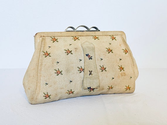 Vintage 1960's Embroidered Cloth Clutch Handbag - image 2