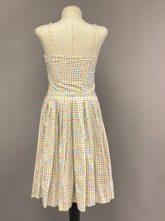 Vintage 1950's Polka Dot Pleated Sun Dress - image 8