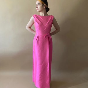 Vintage 1950's/1960's Hot Pink Dress with Bow image 2